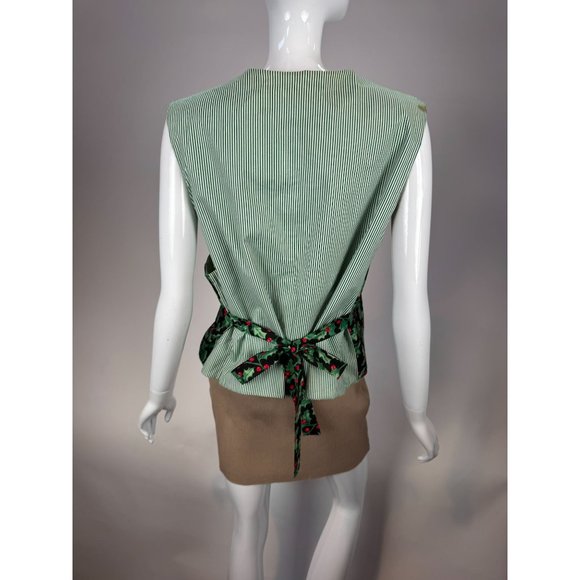 Vintage Holiday Holly Vest - blemish on shoulder OS Green Holly Cotton Blend - Picture 16 of 16